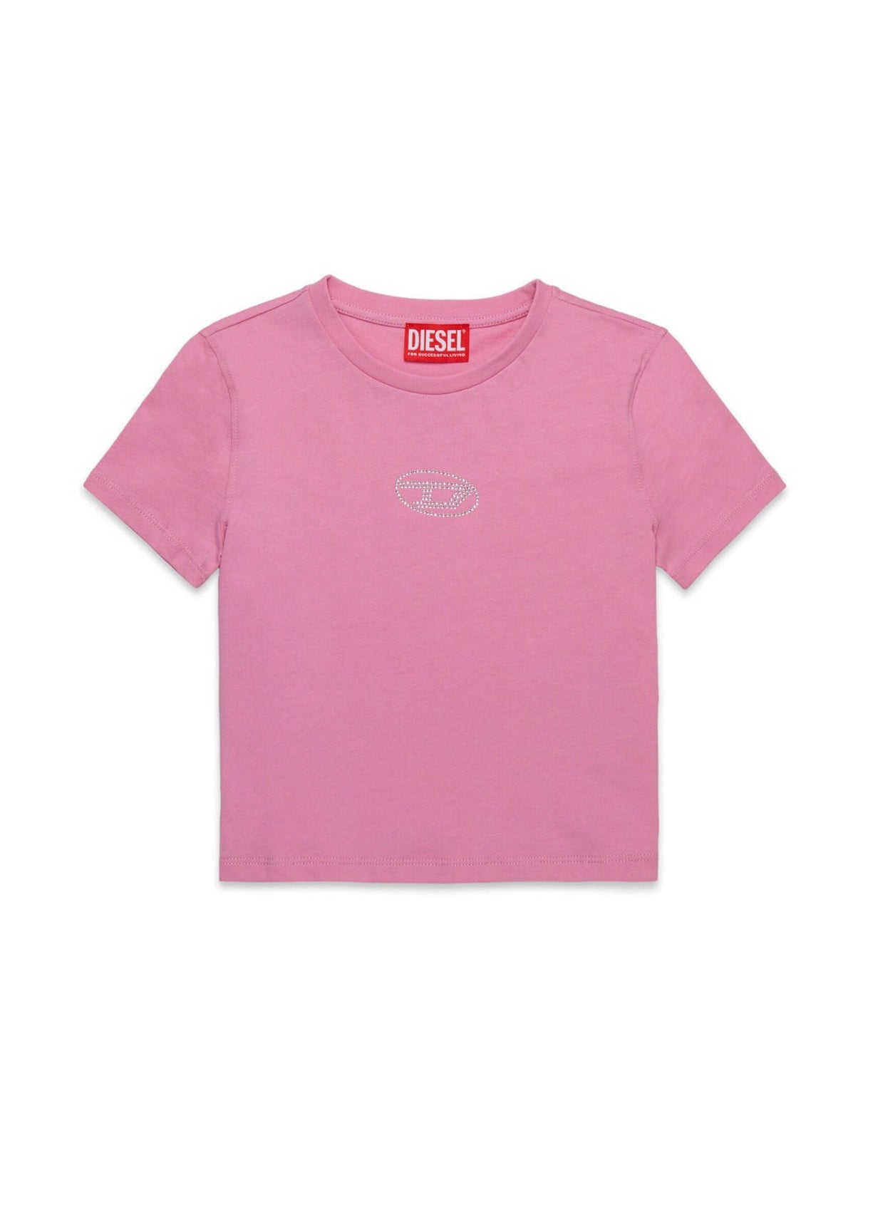 Diesel Kids T-Shirt con Oval D in Strass per Bambine