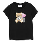 Moschino Kids T-shirt Nera con Stampa Teddy per Bambine