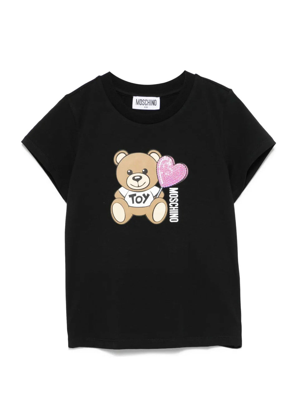 Moschino Kids T-shirt Nera con Stampa Teddy per Bambine