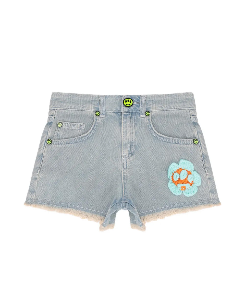 Barrow Kids Short in Denim con Logo e Toppe per Bambine