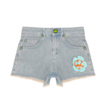 Barrow Kids Short in Denim con Logo e Toppe per Bambine