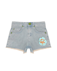 Barrow Kids Short in Denim con Logo e Toppe per Bambine