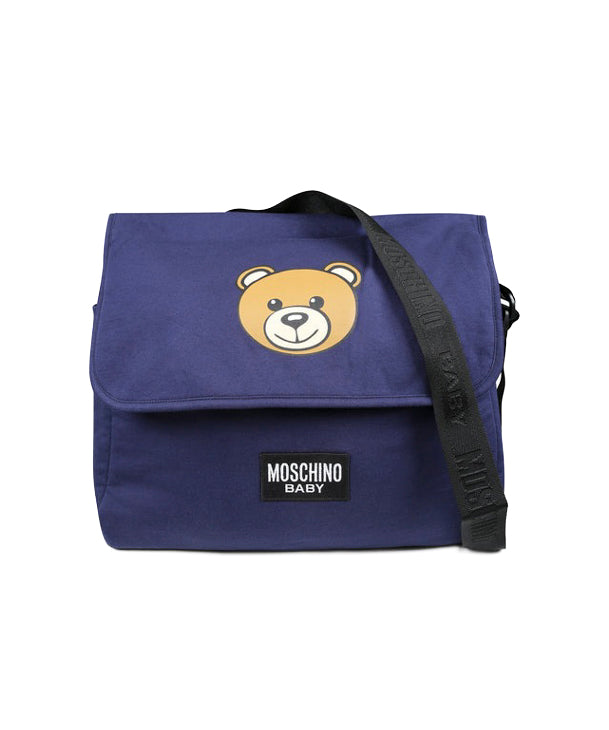 Moschino Kids Borsa Mamma Blu Navy con Stampa