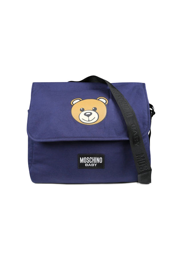 Moschino Kids Borsa Mamma Blu Navy con Stampa