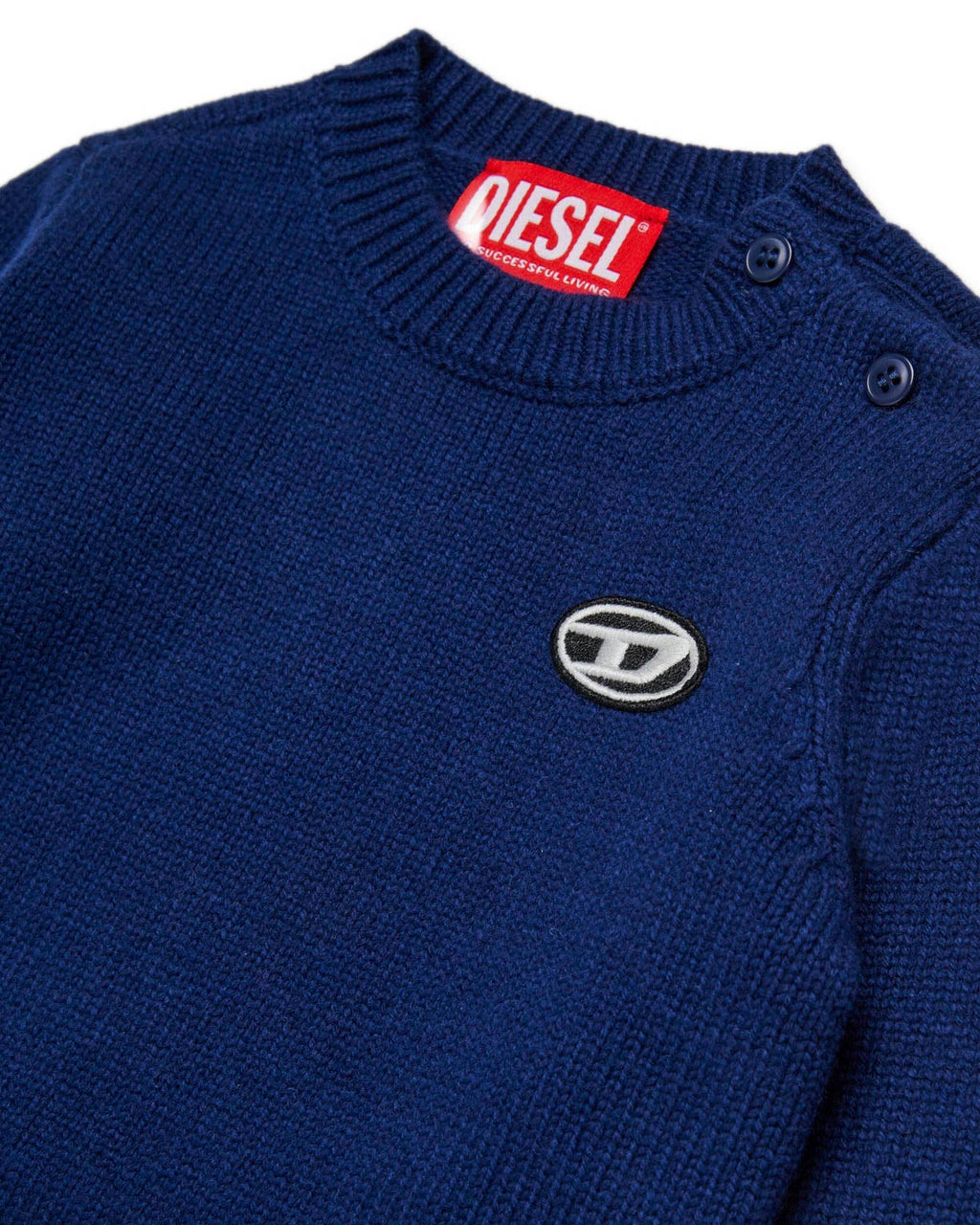Diesel Kids Pullover Blu con Oval D per NeonatI