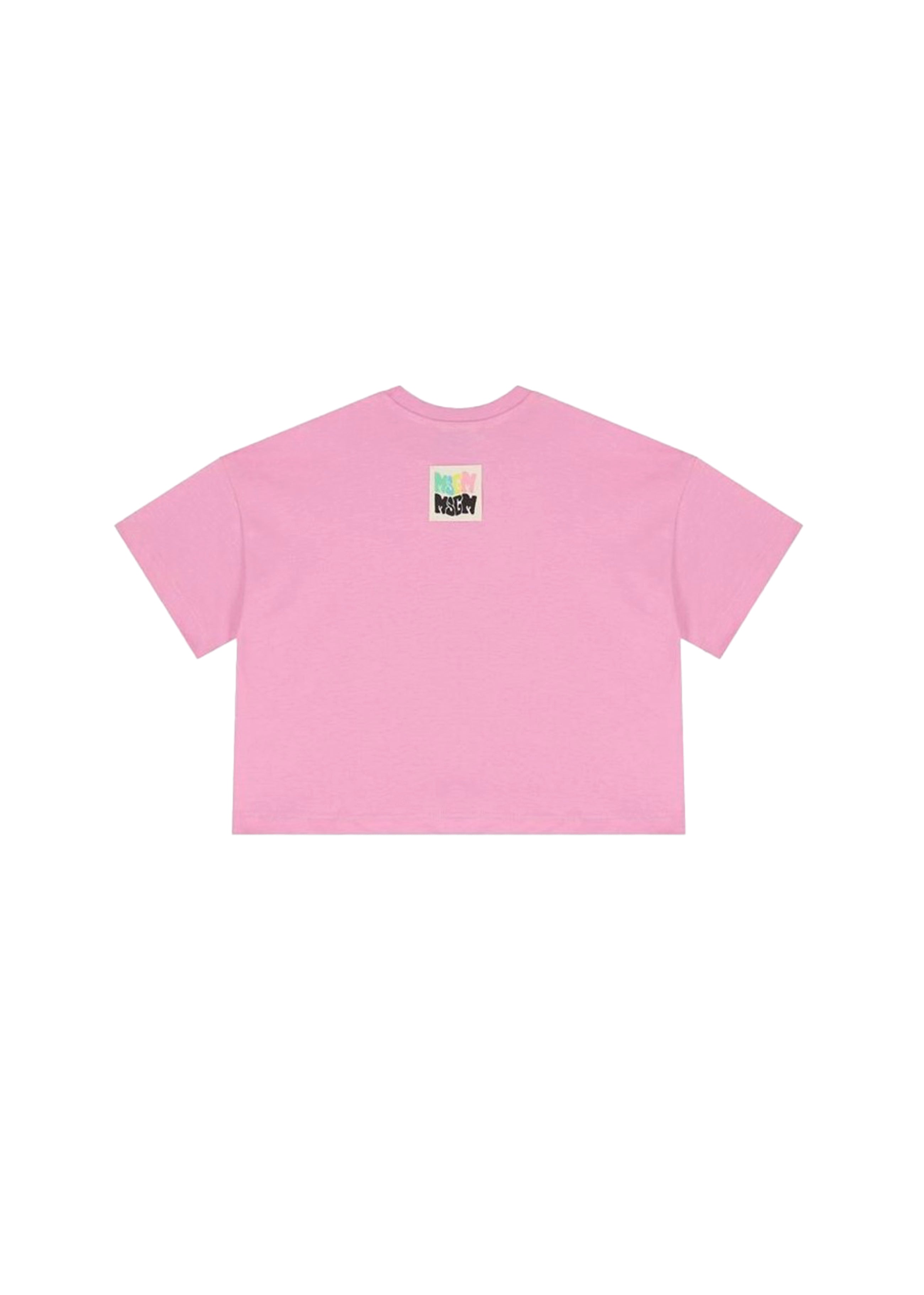 MSGM Kids T-shirt Rosa Crop con Logo per Bambine