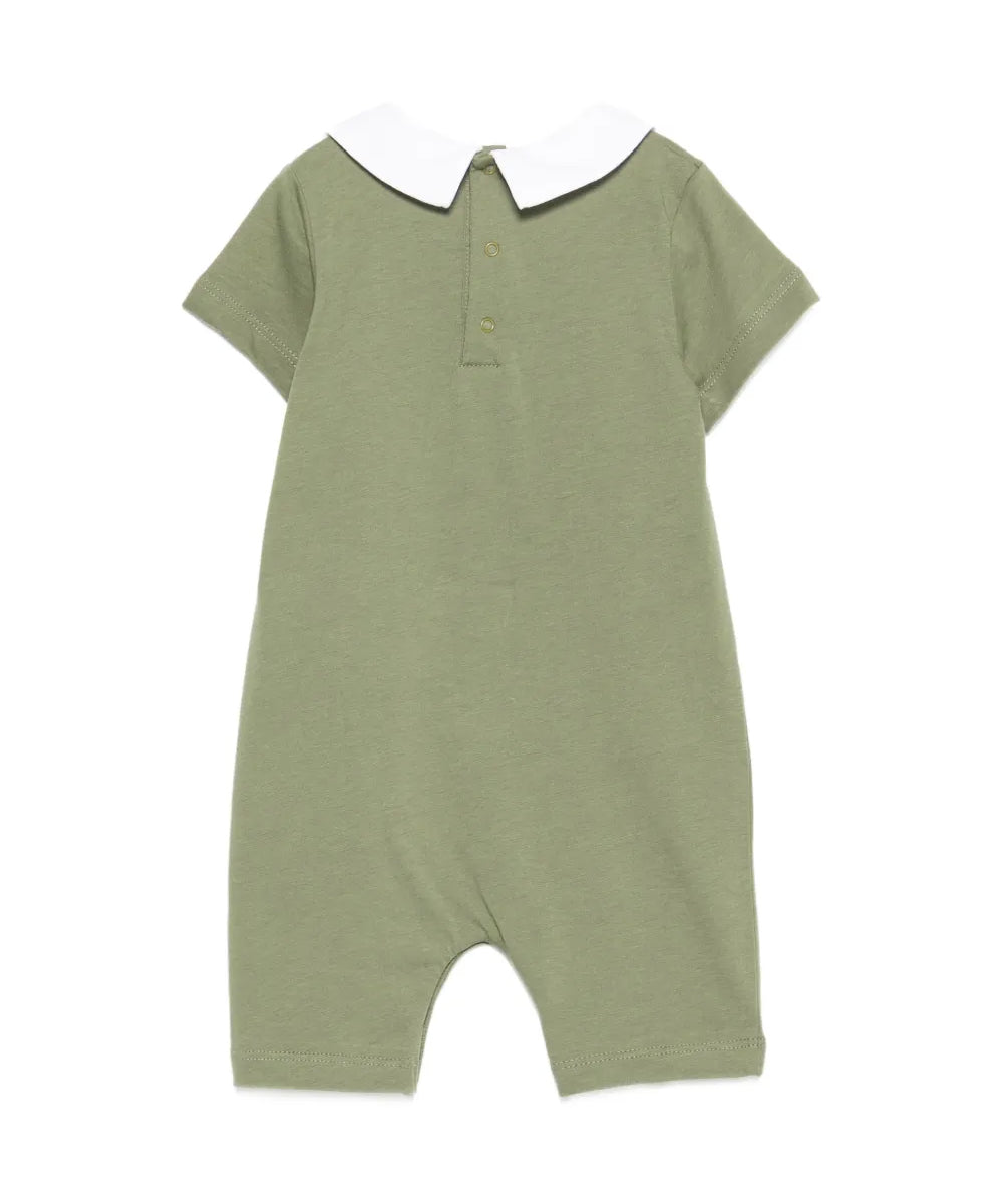 Moschino Kids Pagliaccetto Verde con Logo Teddy Bear per Neonati