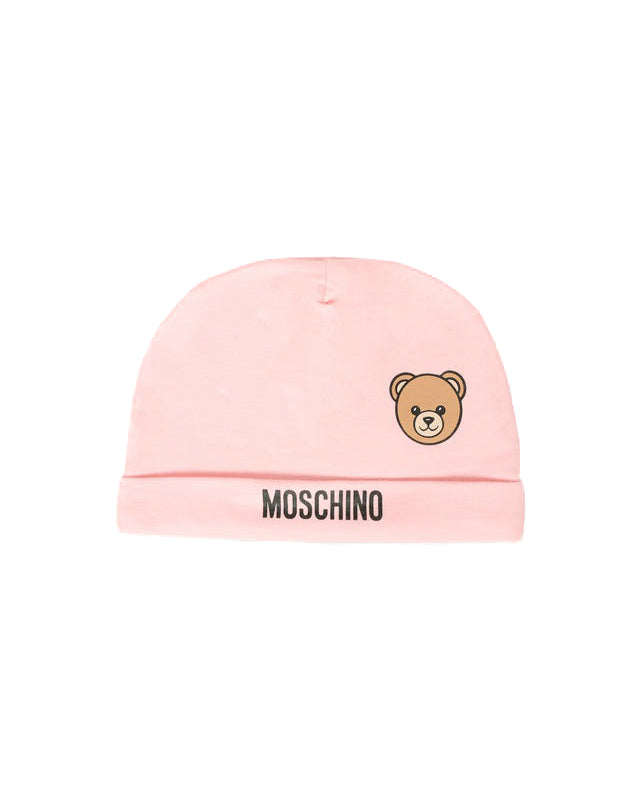 Moschino Kids Cappello Rosa con Logo per Neonate