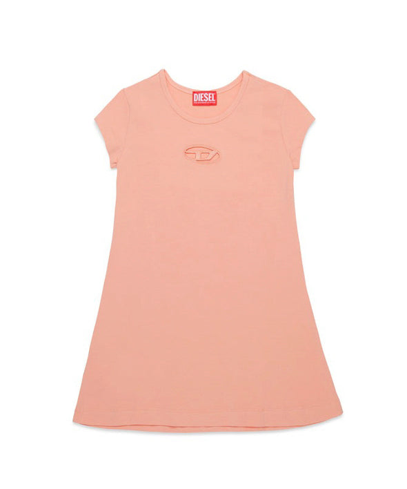 Diesel Kids Abito Pesca con Logo Oval D per Bambine