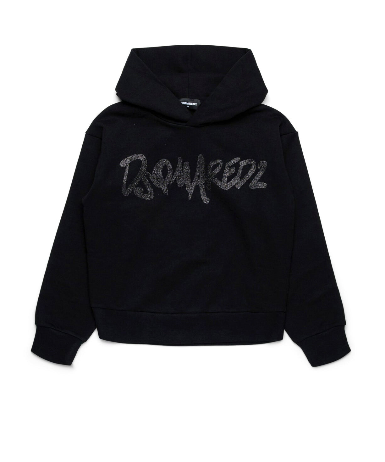 Dsquared2 Kids Felpa Nera con Cappuccio e Stampa Logo per Bambini