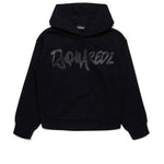 Dsquared2 Kids Felpa Nera con Cappuccio e Stampa Logo per Bambini