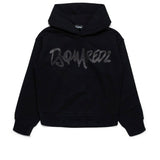 Dsquared2 Kids Felpa Nera con Cappuccio e Stampa Logo per Bambini