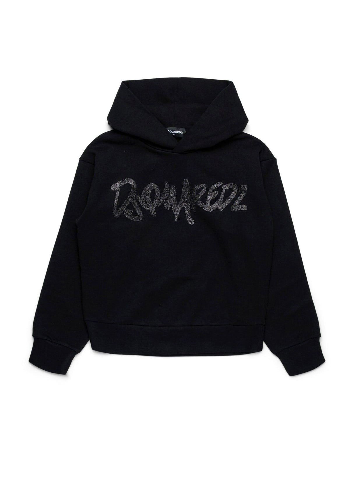 Dsquared2 Kids Felpa Nera con Cappuccio e Stampa Logo per Bambini