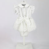 Barcellino T-shirt con Salopette con Fiocco Panna per Neonate