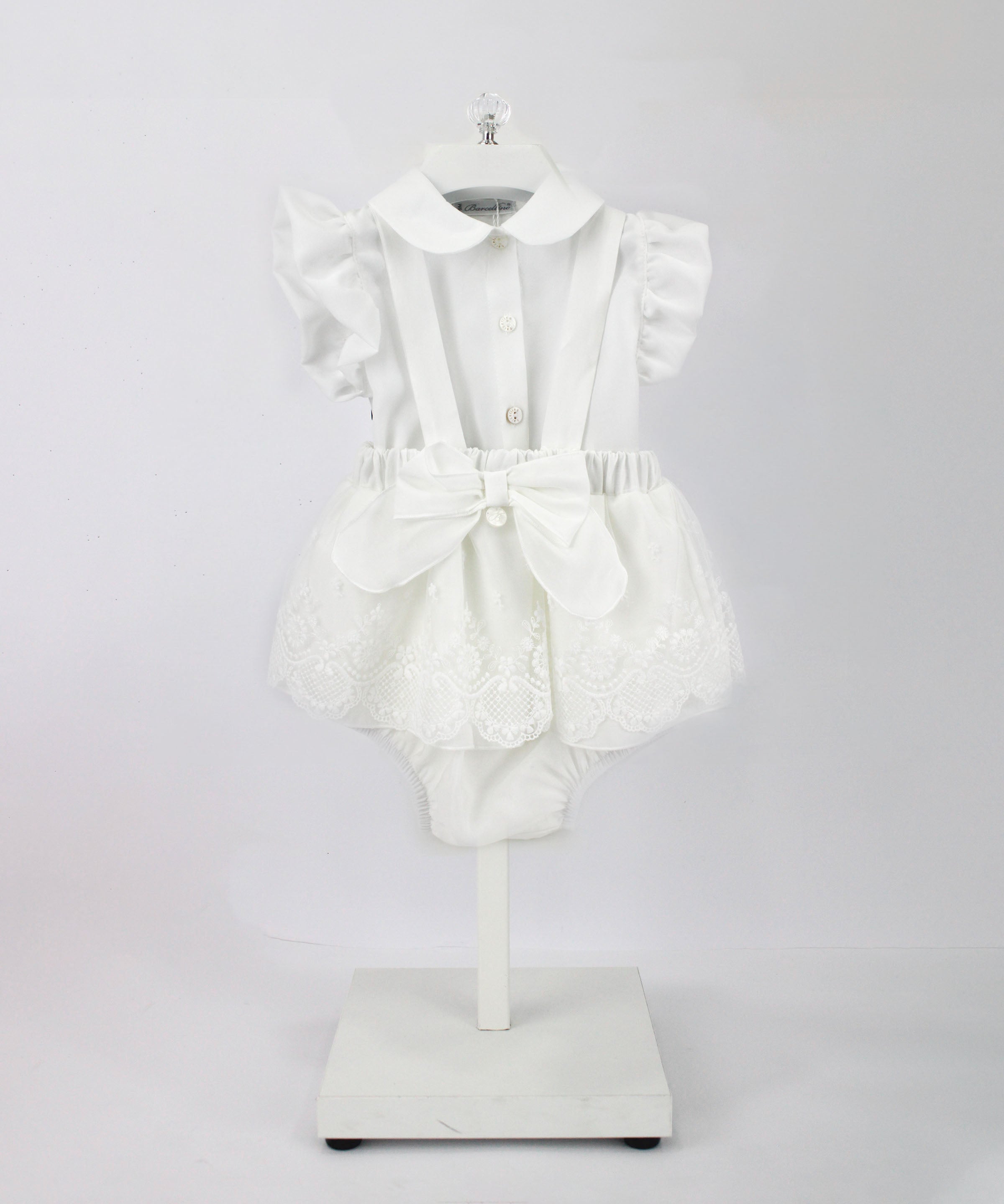 Barcellino T-shirt con Salopette con Fiocco Panna per Neonate