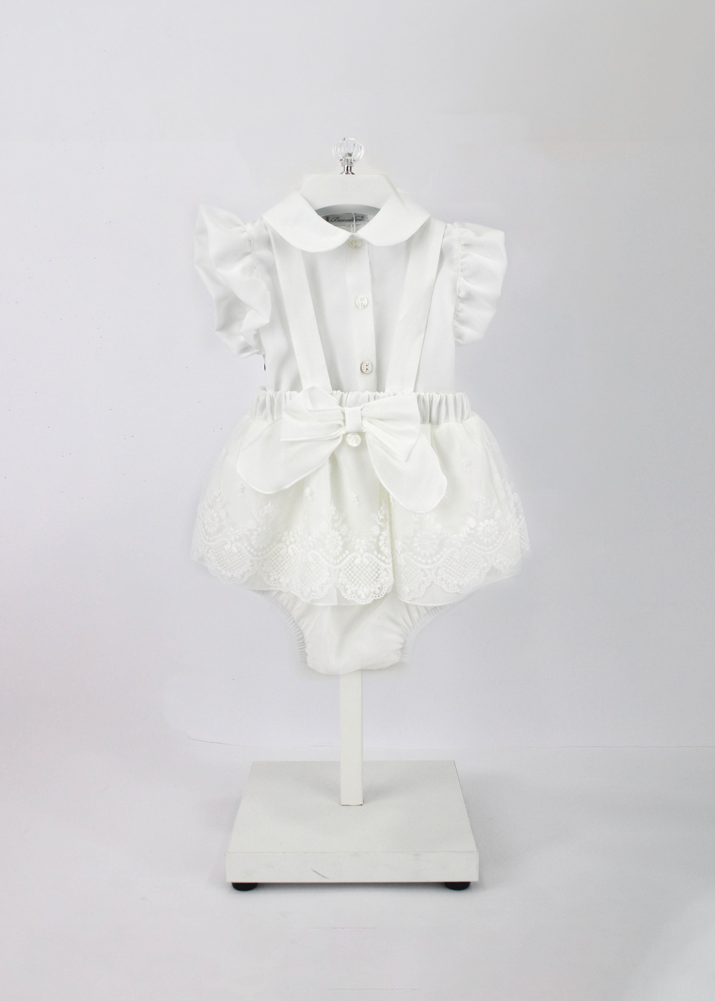 Barcellino T-shirt con Salopette con Fiocco Panna per Neonate