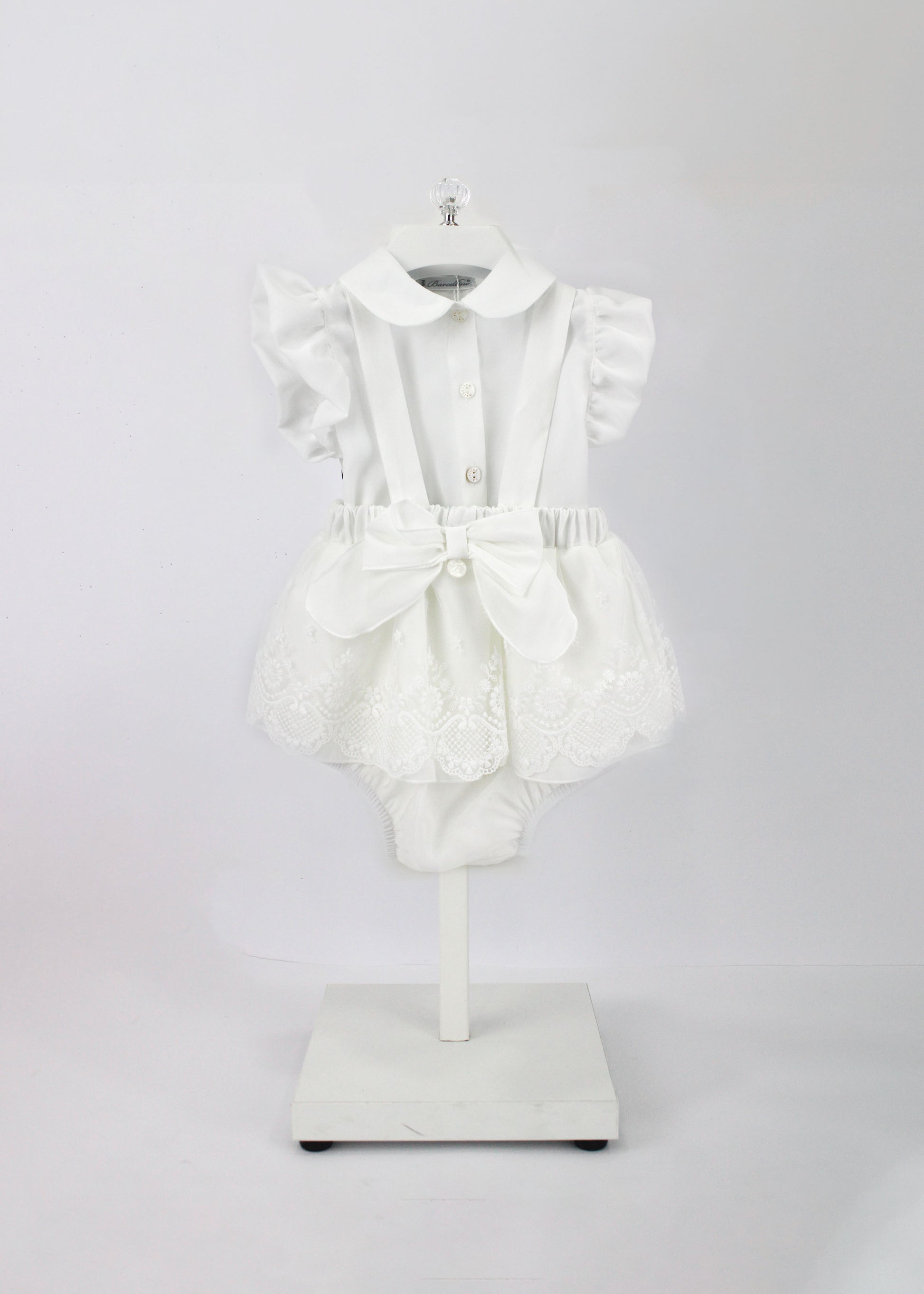 Barcellino T-shirt con Salopette con Fiocco Panna per Neonate