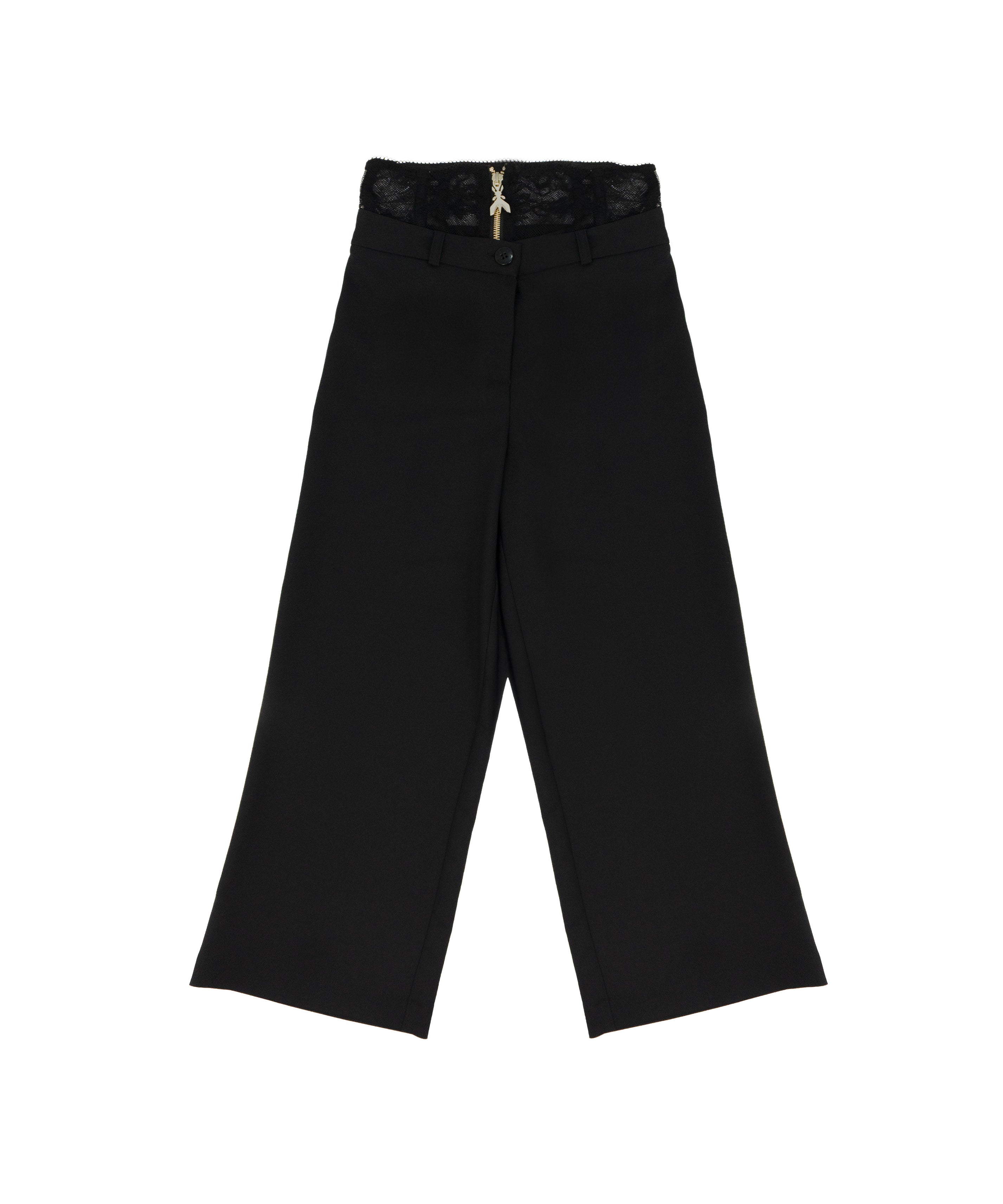 Patrizia Pepe Kids Pantalone Nero Doppiavita in Pizzo per Bambine