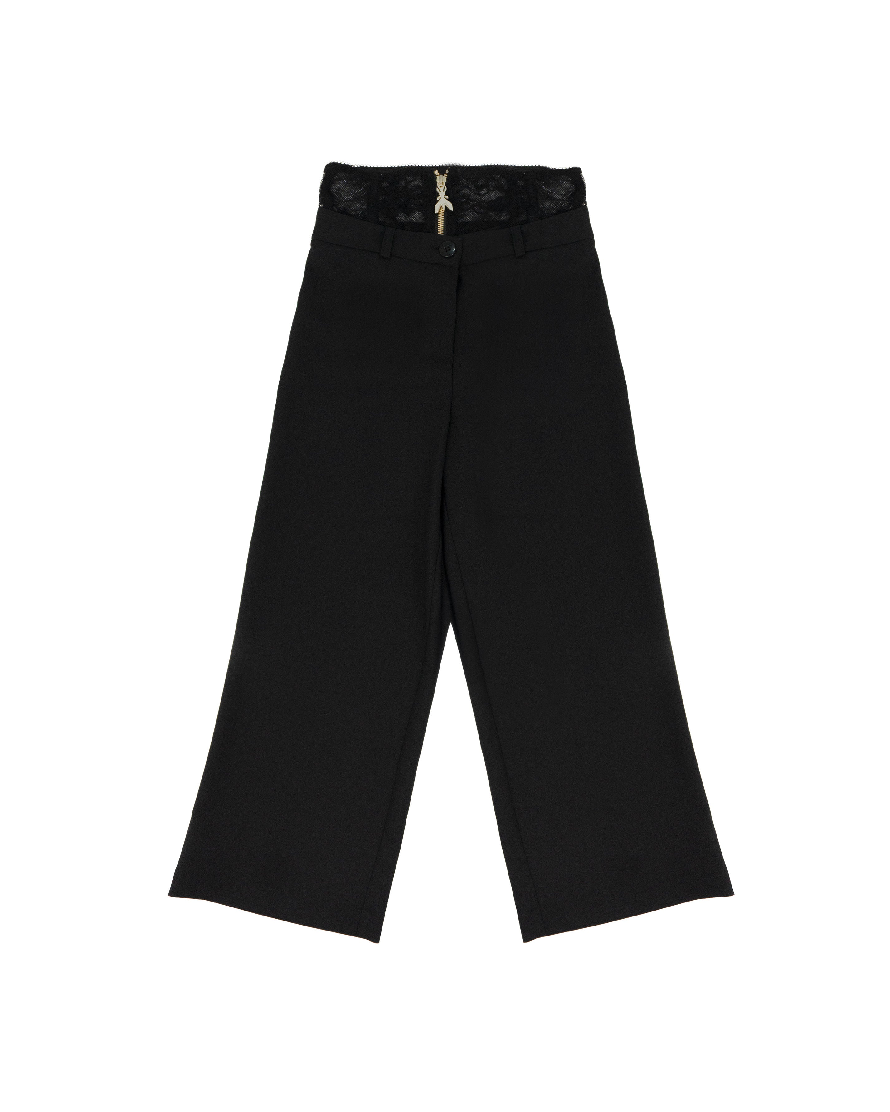 Patrizia Pepe Kids Pantalone Nero Doppiavita in Pizzo per Bambine