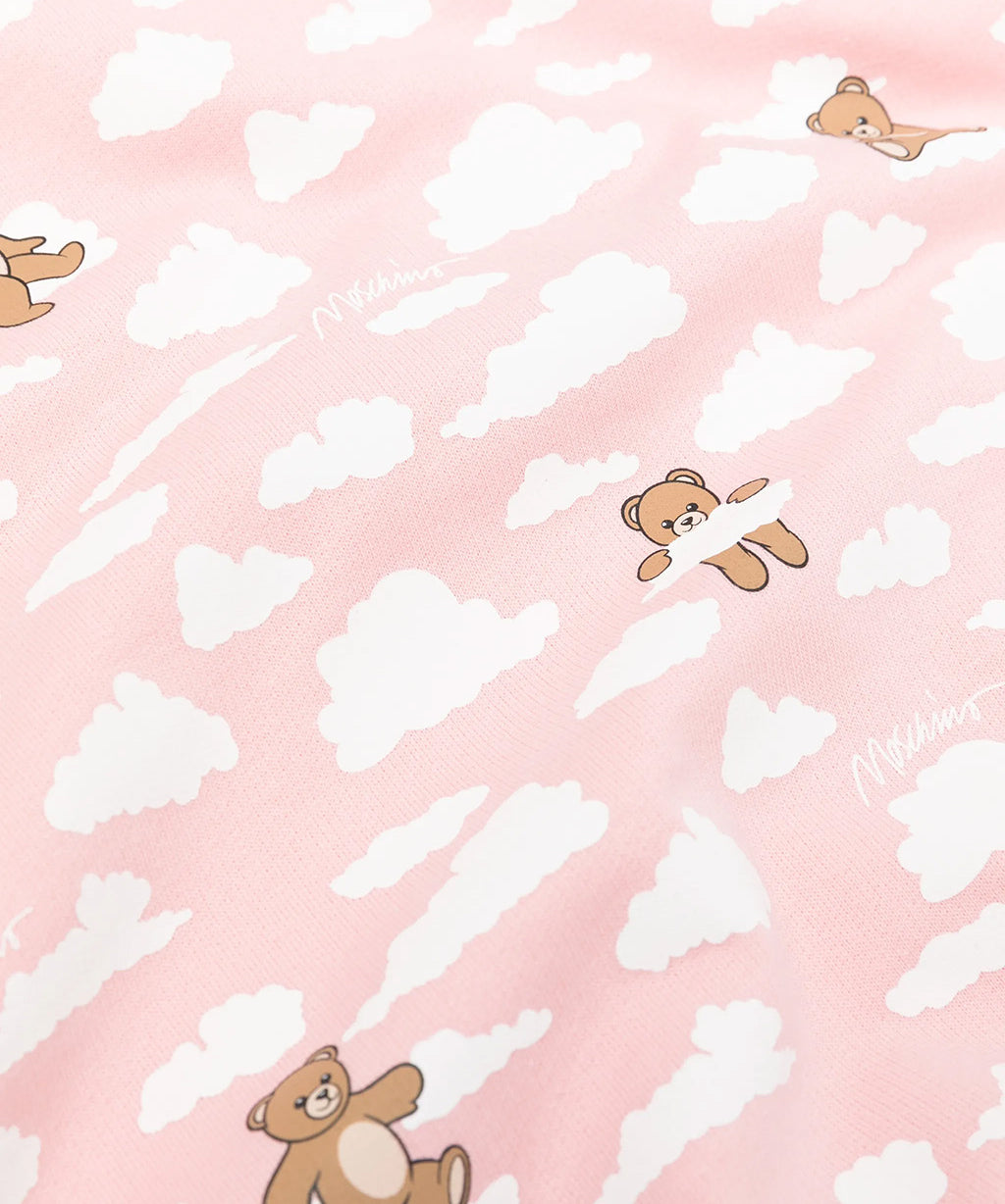 Moschino Kids Coperta Double-Face Rosa con Fantasia Logo per Neonata