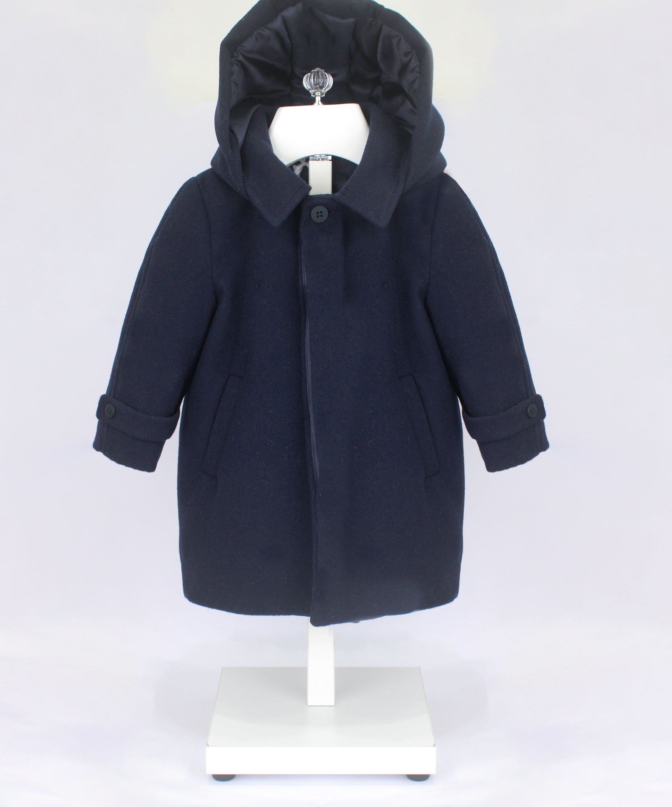 Le Coconnè Cappotto Blu con Cappuccio per Neonati