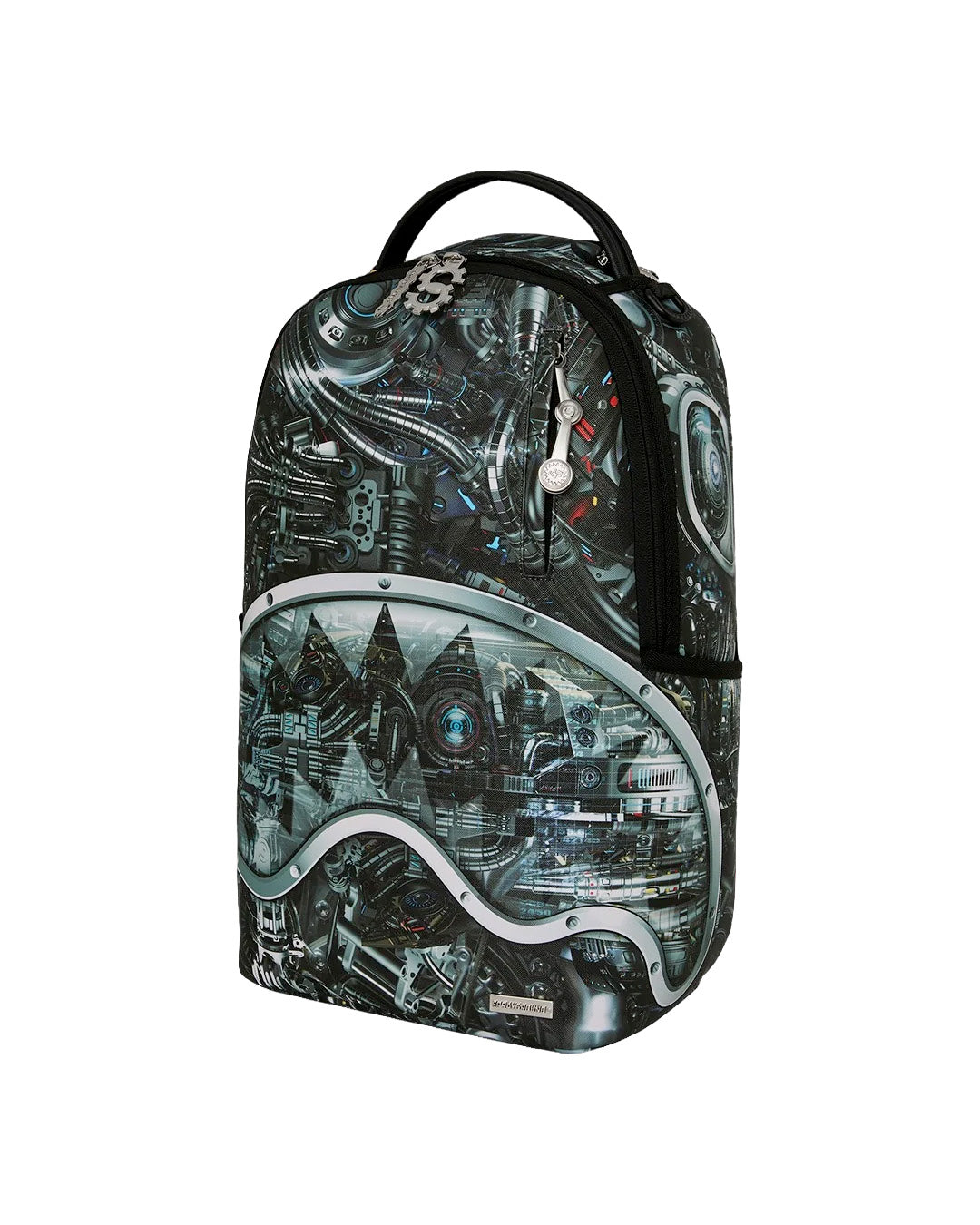 Sprayground Kids Zaino Think On It Unisex Grigio e Nero con Stampa Meccanica Robot e Shark Mouth