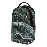 Sprayground Kids Zaino Think On It Unisex Grigio e Nero con Stampa Meccanica Robot e Shark Mouth
