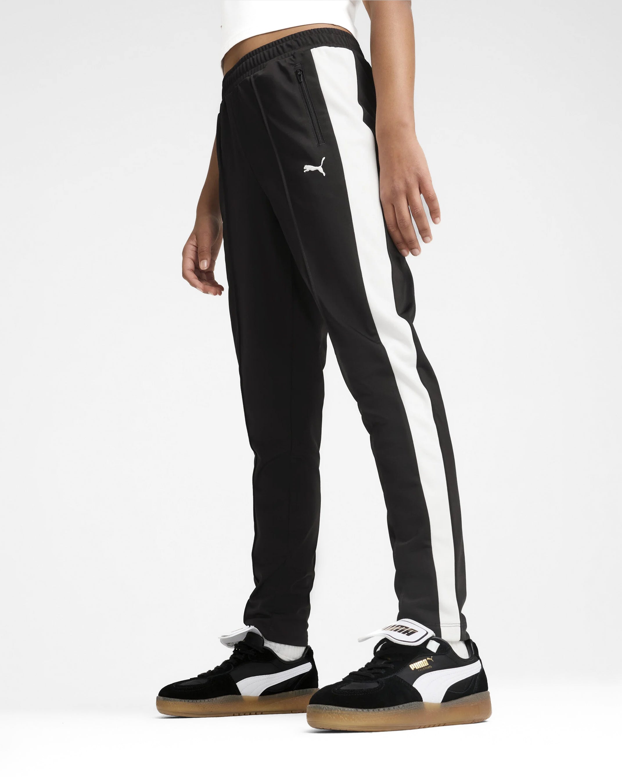 Puma Kids Pantalone Nero con Dettagli Bianchi a Contrasto per Bambine