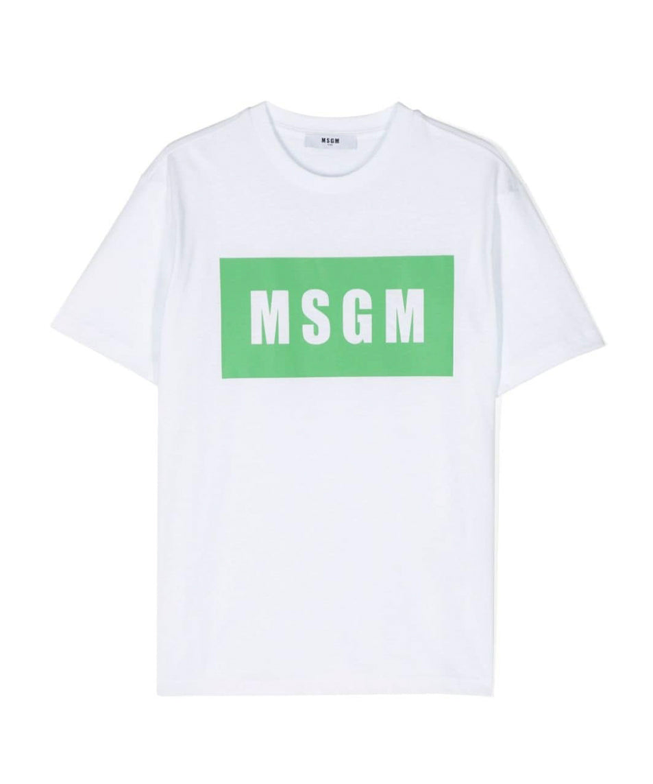 MSGM Kids T-Shirt Bianca con Logo per Bambini