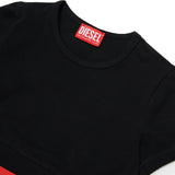 Diesel Kids T-shirt Nera Cropped con Stampa Logo per Bambine