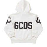 Gcds Kids Felpa con Cappuccio Latte con Logo Nero Unisex