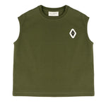 Yes London Kids Canotta Verde Monocolore con Applicazione Logo per Bambini