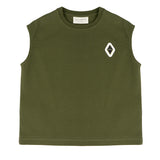 Yes London Kids Canotta Verde Monocolore con Applicazione Logo per Bambini