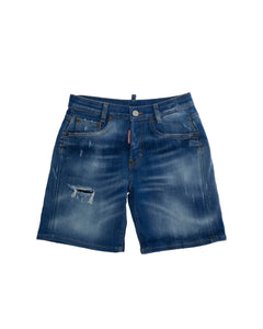 Dsquared2 Kids Bermuda in Denim con Patch Logo sul Retro per Bambini
