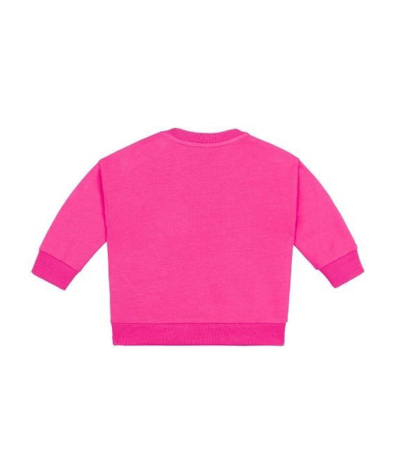 Moschino Kids Felpa Girocollo Fucsia con Stampa per Neonate