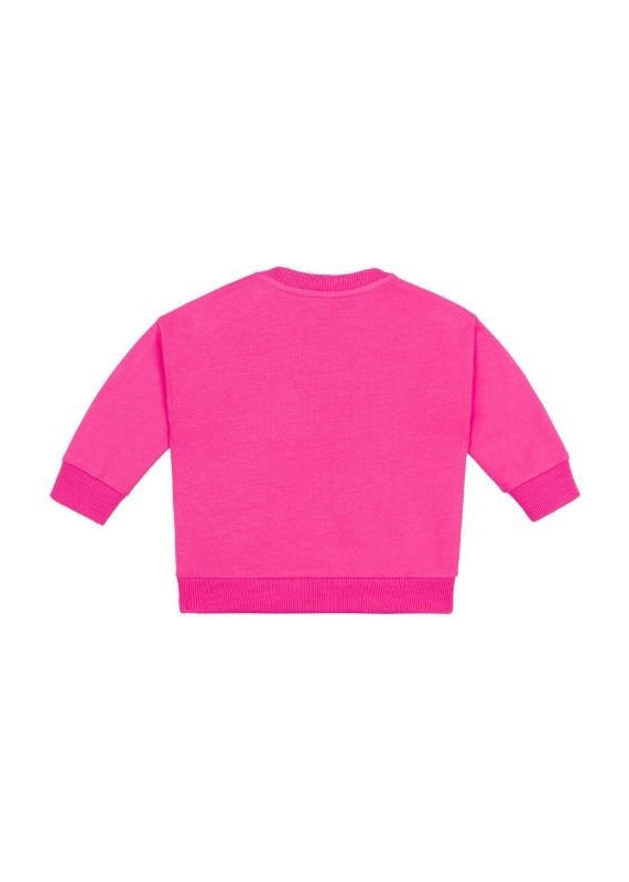 Moschino Kids Felpa Girocollo Fucsia con Stampa per Neonate