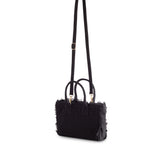 Patrizia Pepe Kids Borsa Nera in Tessuto con Logo Ricamato per Bambine