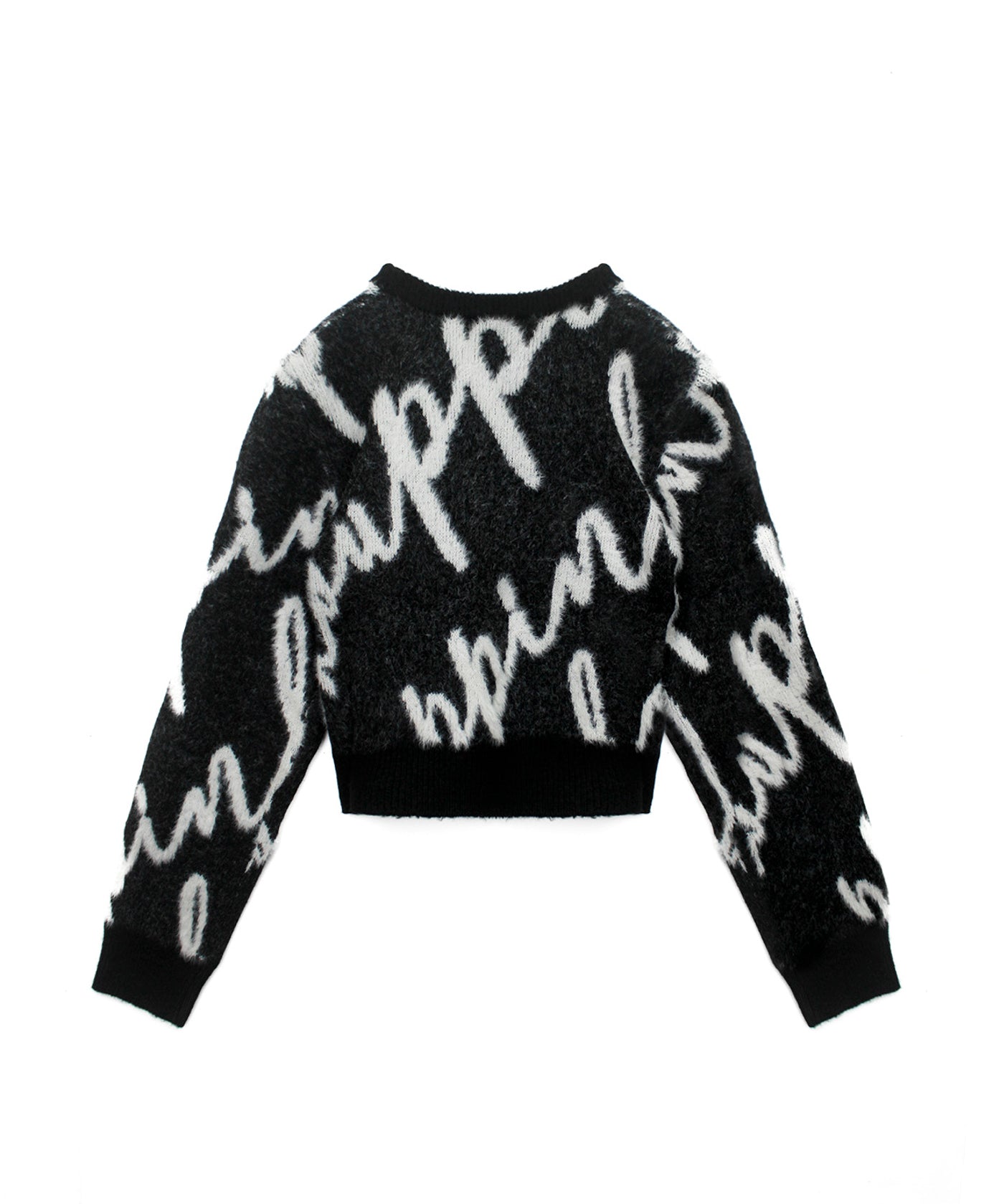 Pinko Kids Maglione Crop Nero con Logo All-over per Bambine (retro)