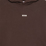 MSGM Kids Felpa con Cappuccio Caffè con Logo Lettering Unisex