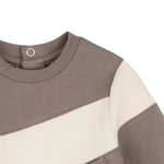 Hugo Boss Kids Tutina Intera Tortora in Cotone con Inserto Panna e Logo per Neonati