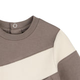 Hugo Boss Kids Tutina Intera Tortora in Cotone con Inserto Panna e Logo per Neonati