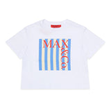 Max & Co T-Shirt Bianco Crop con Stampa Logo per Bambine