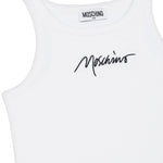 Moschino Kids Canotta Bianca con Ricamo Logo per Bambine