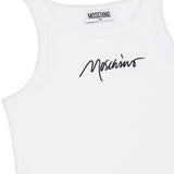 Moschino Kids Canotta Bianca con Ricamo Logo per Bambine