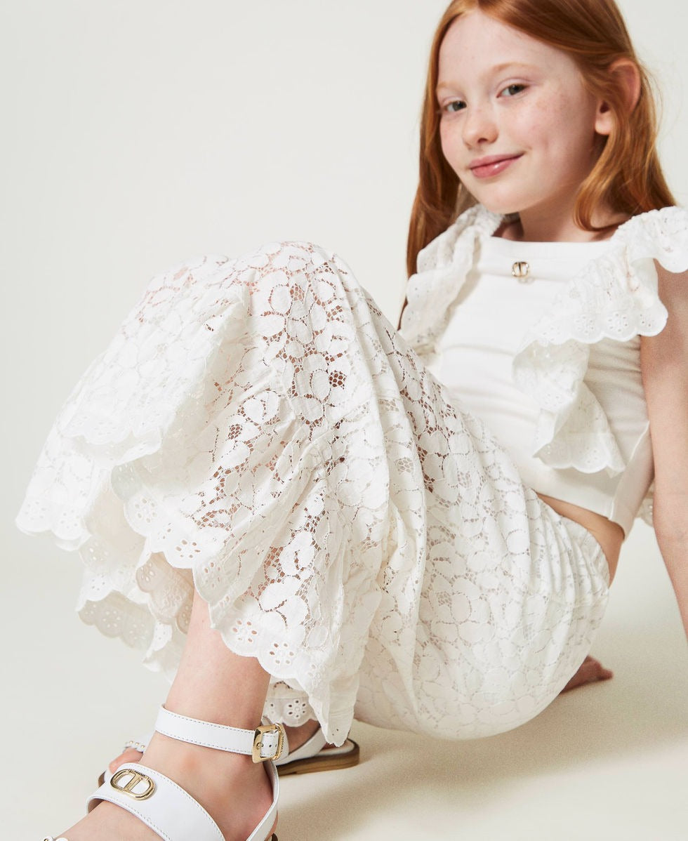 Twinset Kids Pantaloni in Pizzo e Sangallo