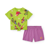 Tuc Tuc T-shirt Verde con Shorts Viola per Neonate
