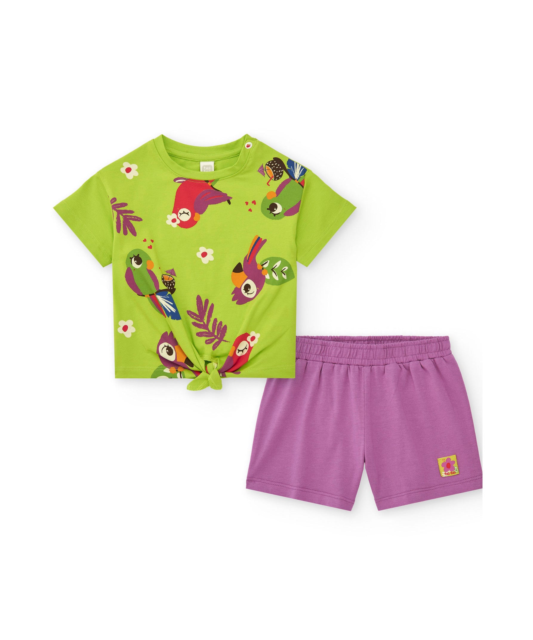 Tuc Tuc T-shirt Verde con Shorts Viola per Neonate