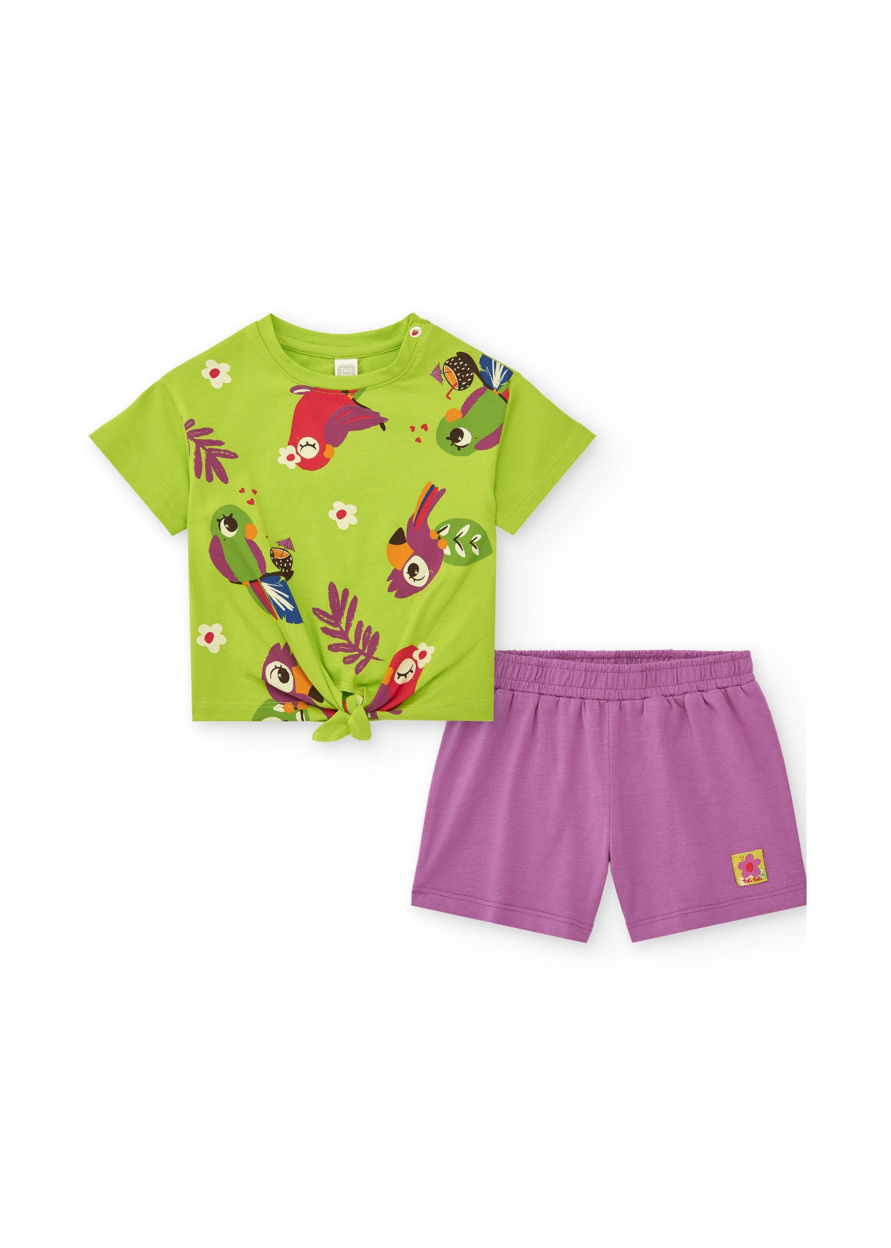 Tuc Tuc T-shirt Verde con Shorts Viola per Neonate