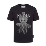 Philipp Plein Kids T-shirt Nera in Cotone con Stampa Teddy Bear Monogram e Logo per Bambine