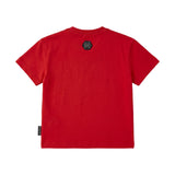 Philipp Plein Kids T-Shirt Rossa Unisex in Cotone con Logo Strass e Stella per Bambini